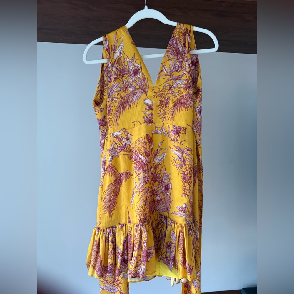 Alexis Yellow Floral  Ruffle Hem Dress - Women